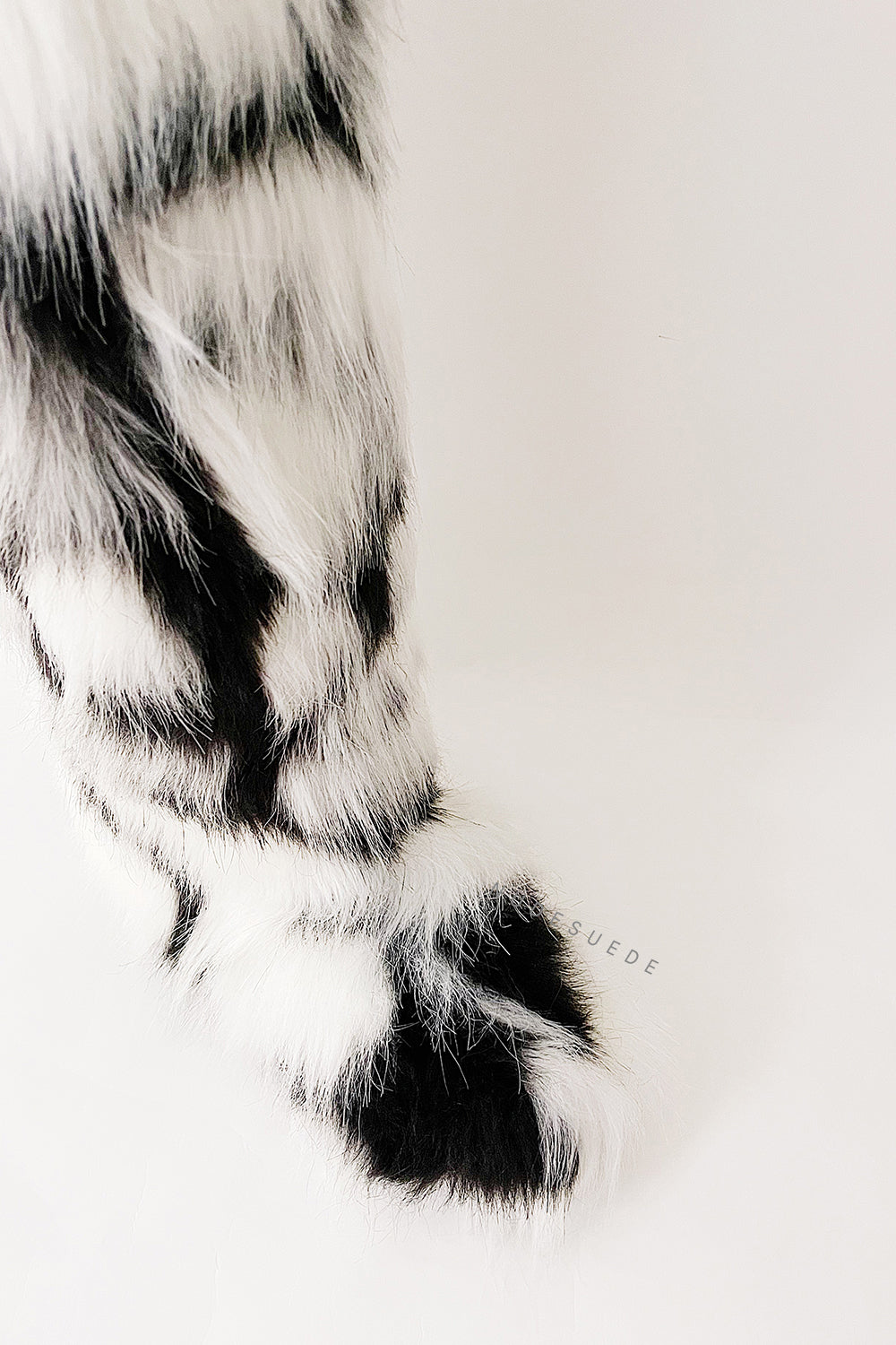Black & White Fluffy Faux Fur Over The Knee Boot