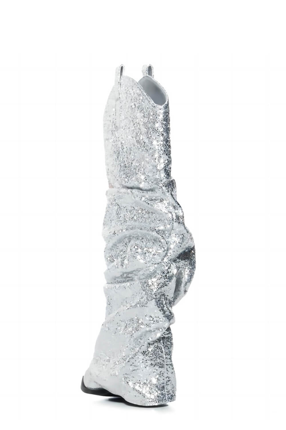 Metallic Silver Foldover Scrunch Shaft Western Booties