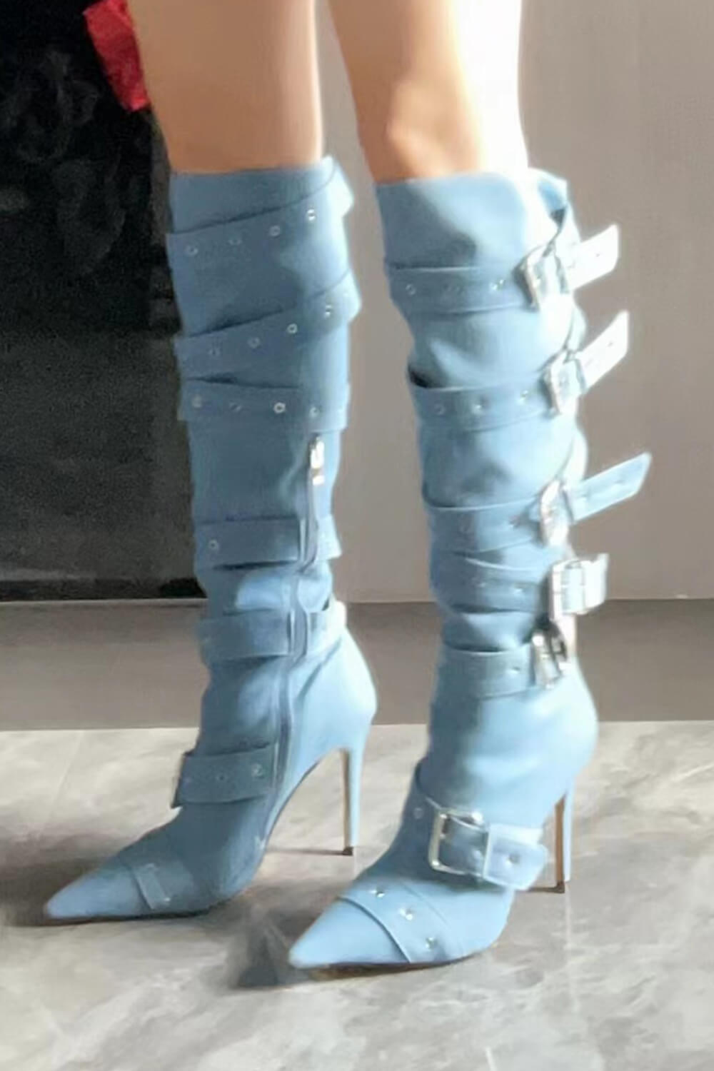 Strappy knee high heels top