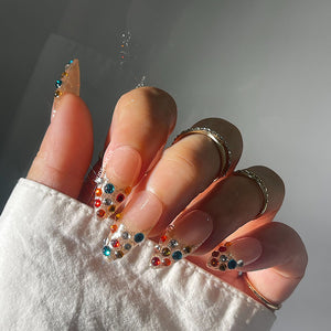 Rhinestone-Embellished Medium Almond Press On Manicure Nails