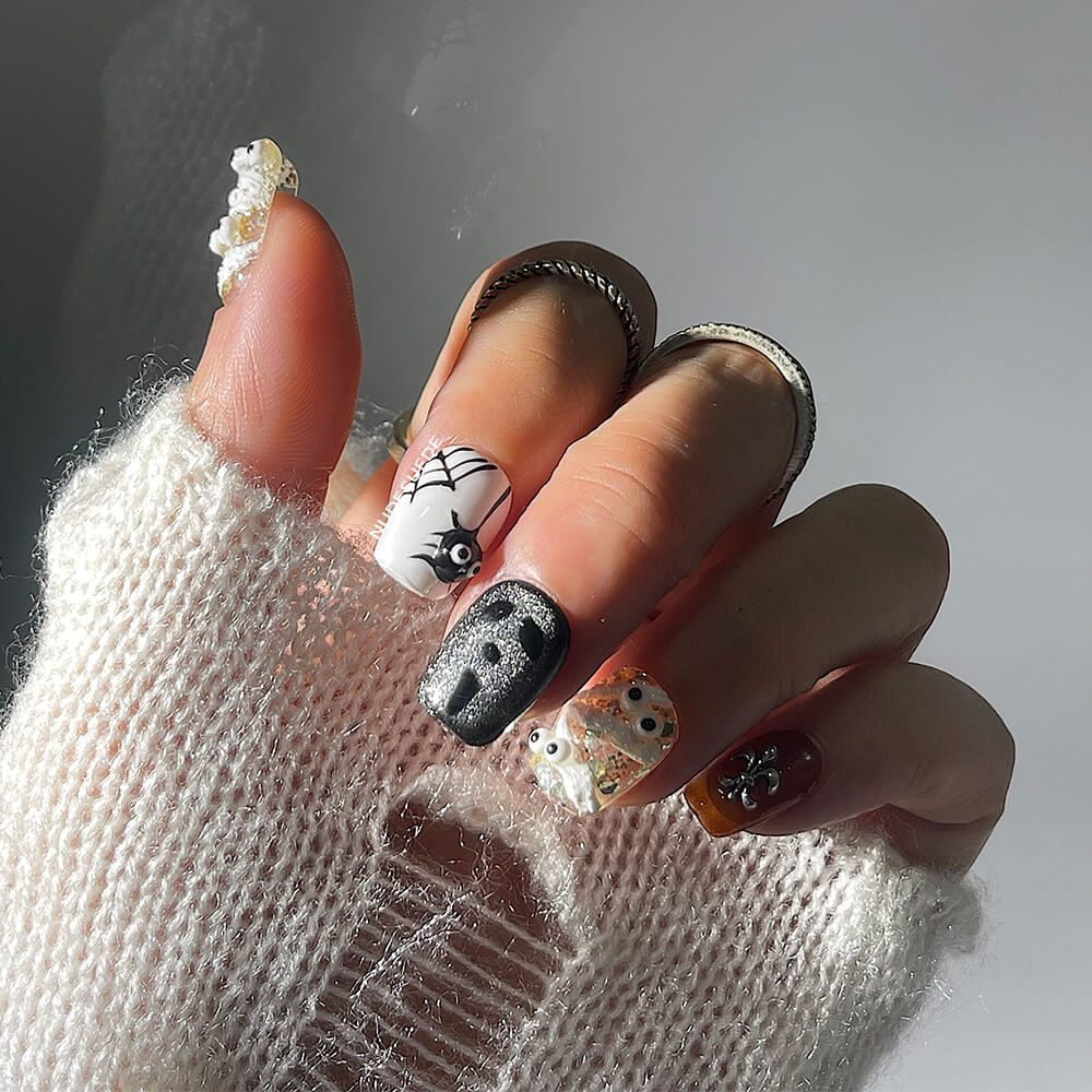 Halloween Short Square Press On Manicure Nails
