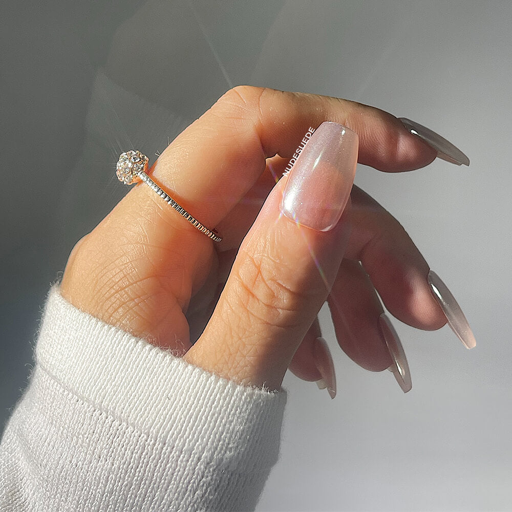 Metallic Pink Glazed Press On Manicure Nails