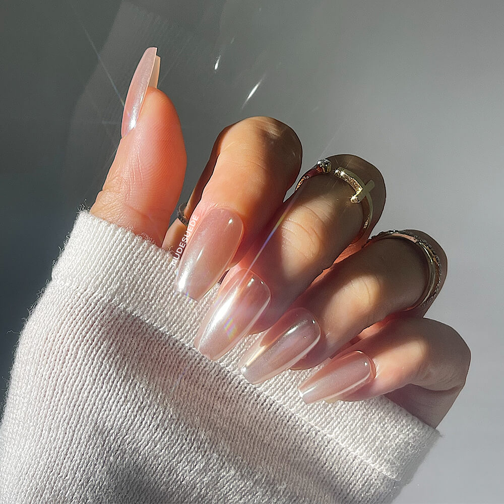 Metallic Pink Glazed Press On Manicure Nails