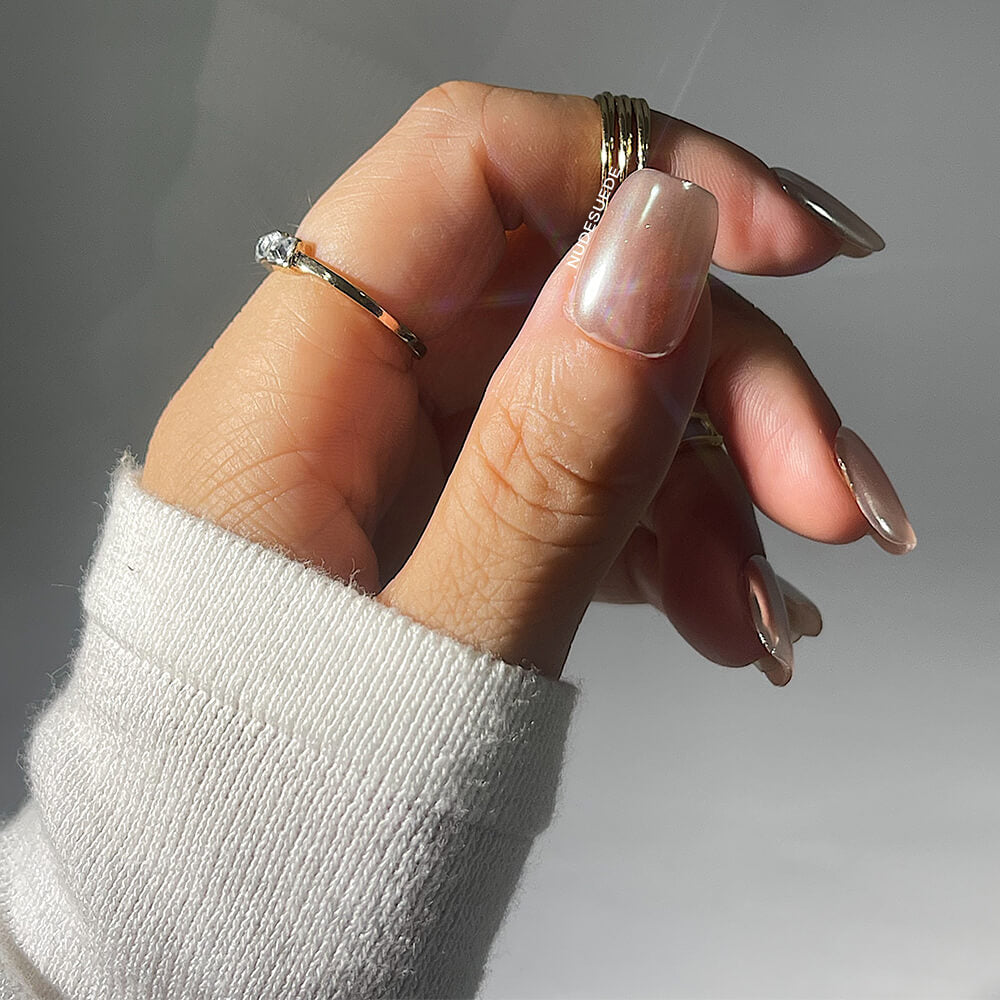 Metallic Pink Glazed Press On Manicure Nails