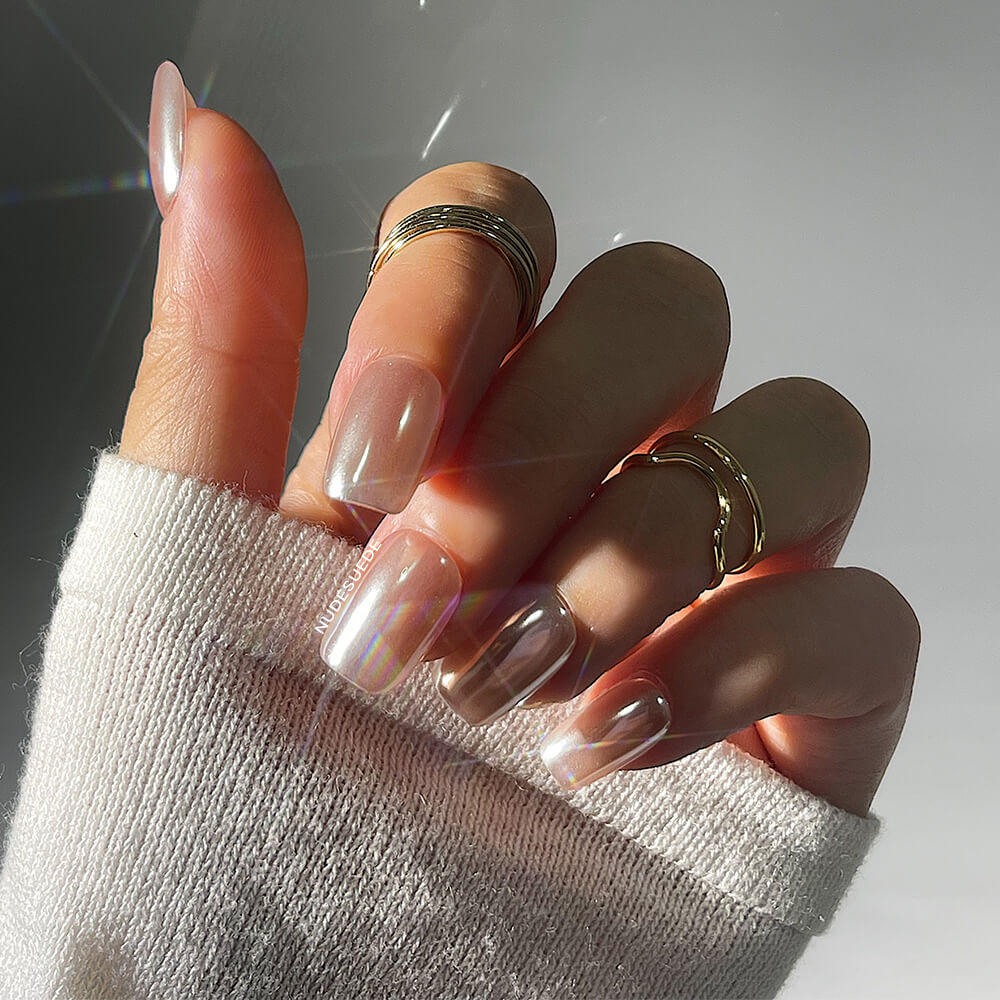 Metallic Pink Glazed Press On Manicure Nails