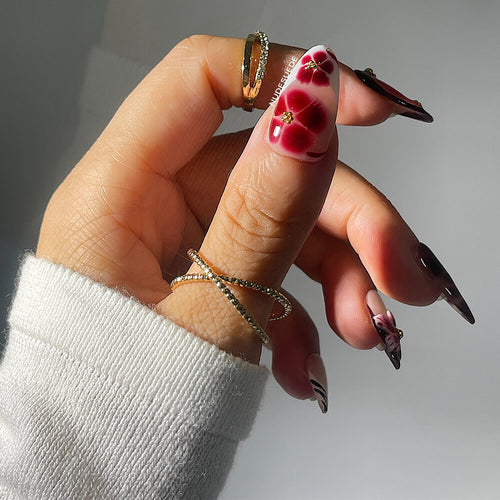 Animal Floral Medium Almond Press On Manicure Nails