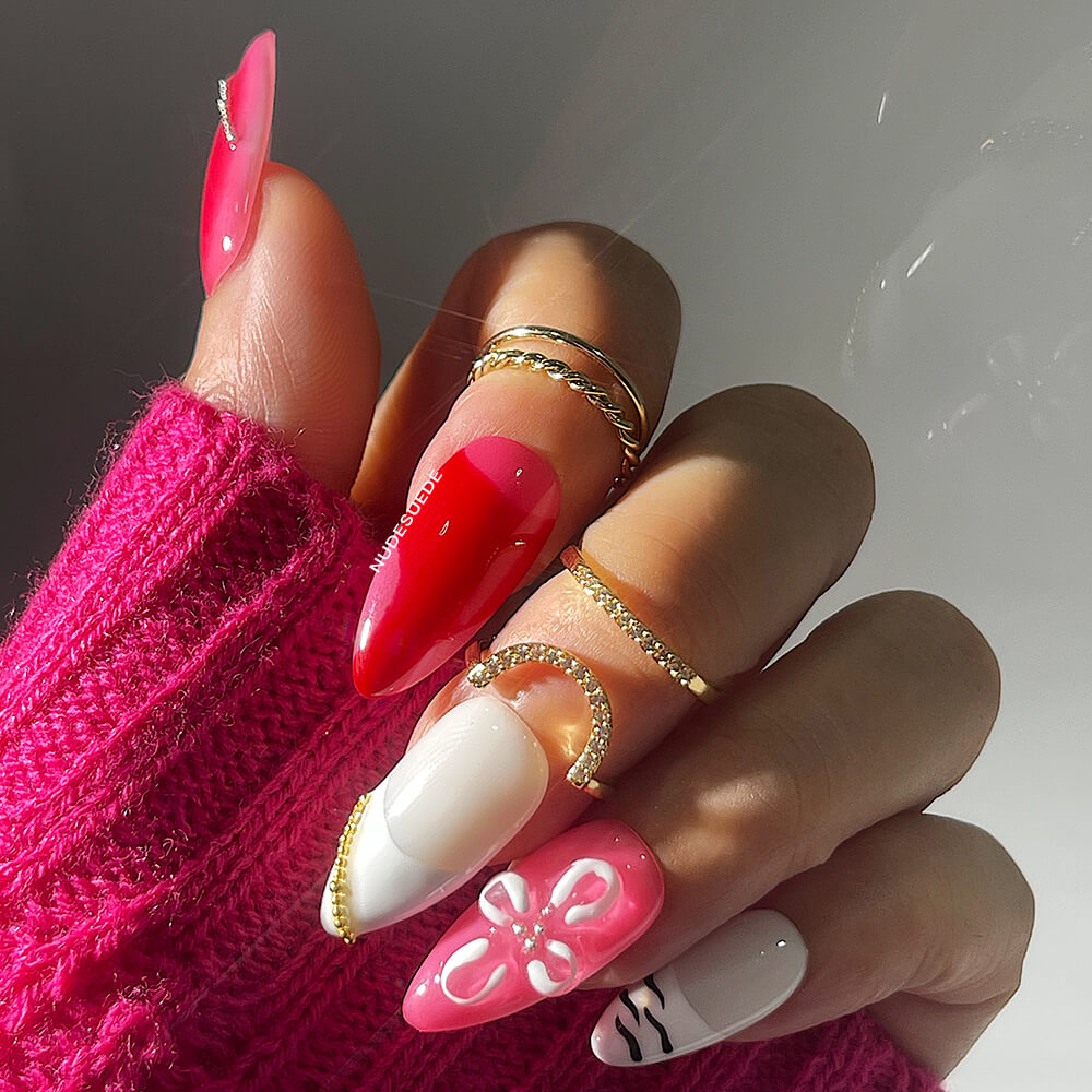 Summer Petals Medium Almond Press On Nails