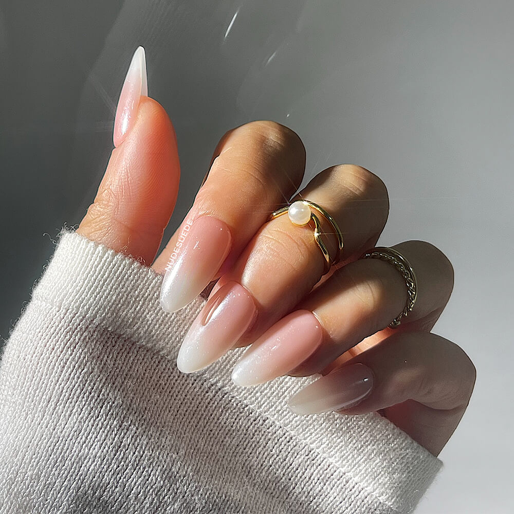 Blush Ombre French Press On Manicure Nails