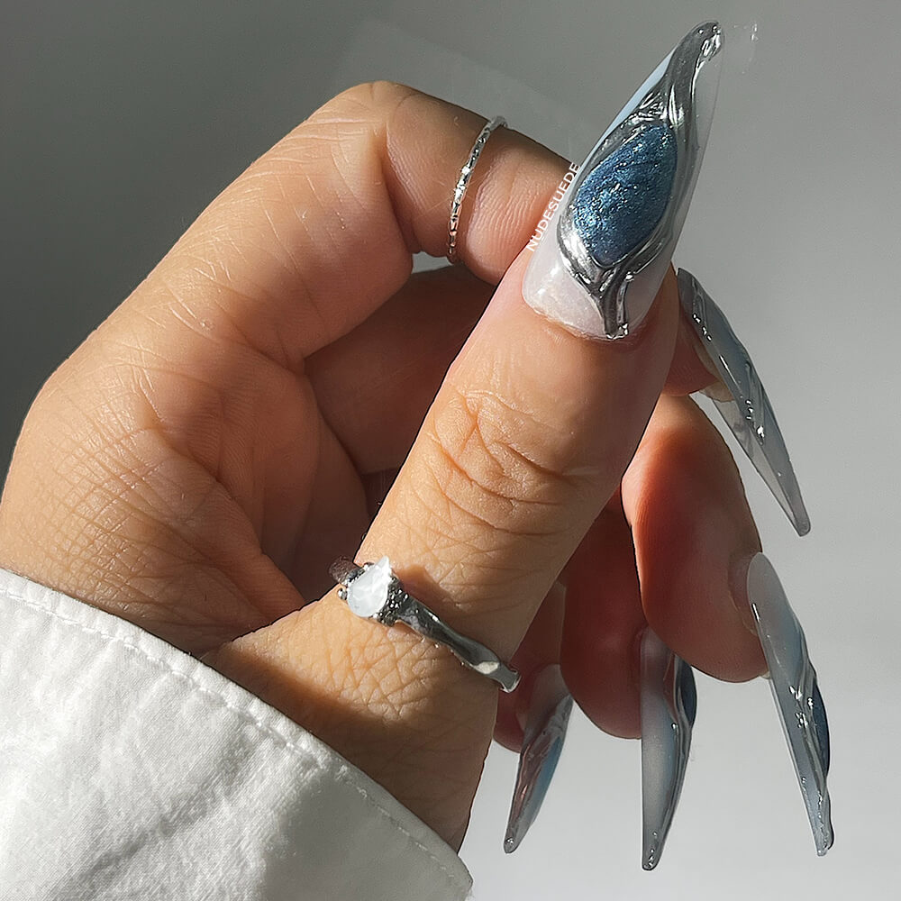 Ocean Long Stiletto Press On Nails