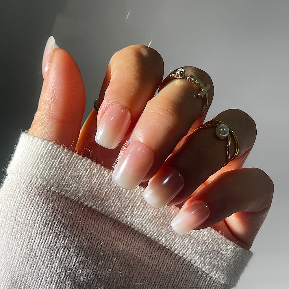 Blush Ombre French Press On Manicure Nails