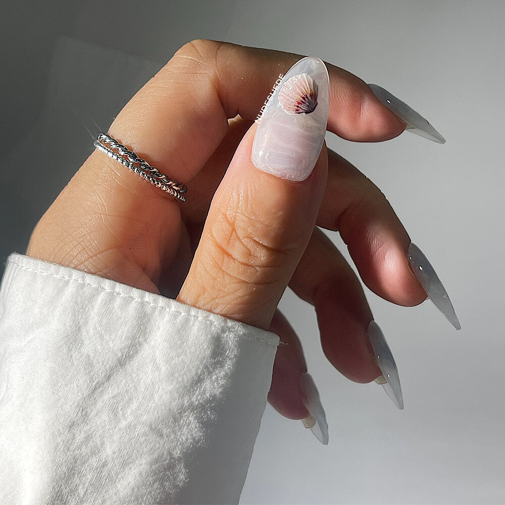 Blue Shores Medium Almond Press On Nails