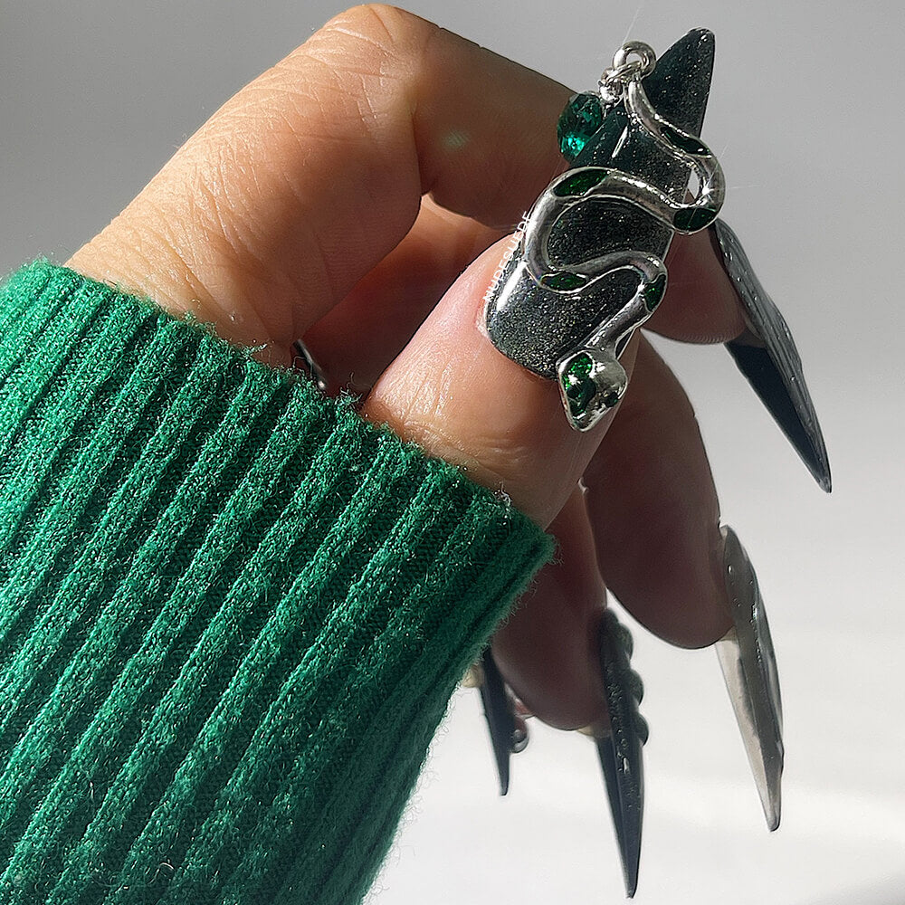 Slytherin Snake Long Stiletto Press On Nails