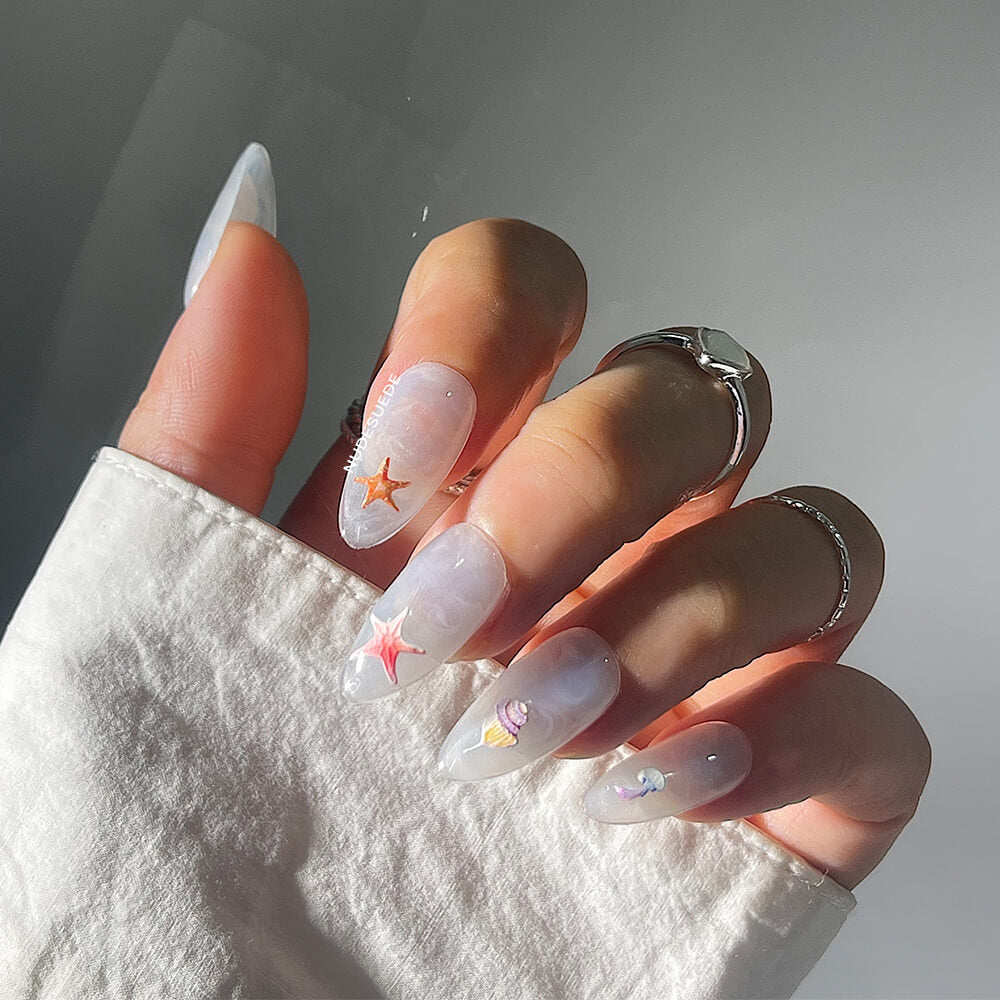 Blue Shores Medium Almond Press On Nails
