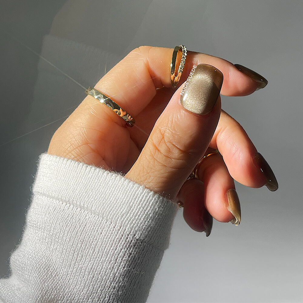 Champagne Velvet Short Square Press On Manicure Nails