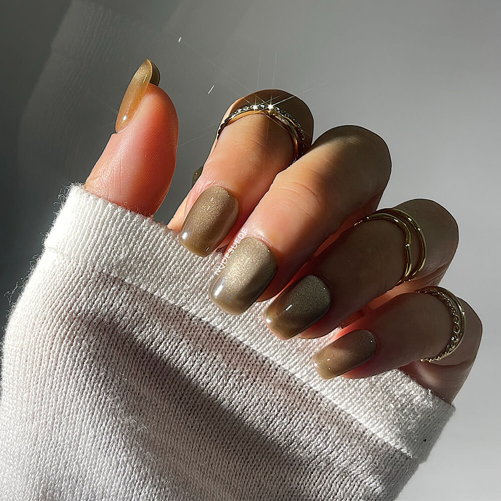 Champagne Velvet Short Square Press On Manicure Nails