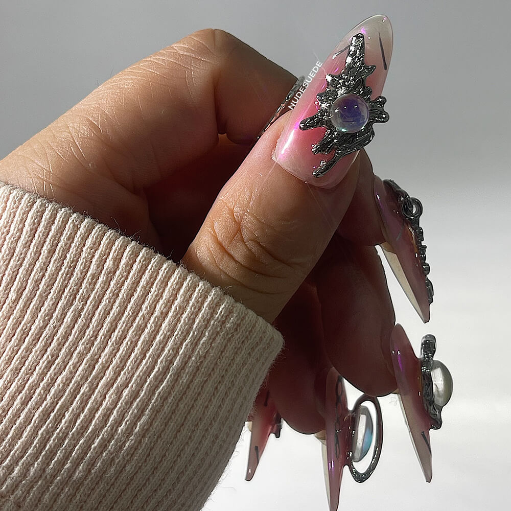 Planet Long Almond Press On Nails