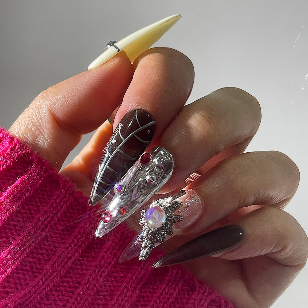 Black Magic Long Stiletto Press On Nails