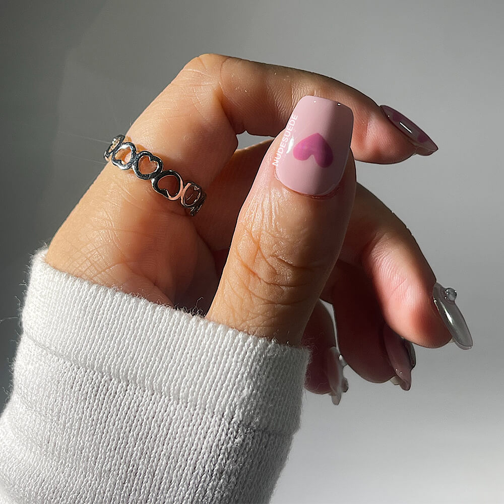 Pink Sweetheart Short Square Press On Manicure Nails