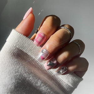 Pink Sweetheart Short Square Press On Manicure Nails
