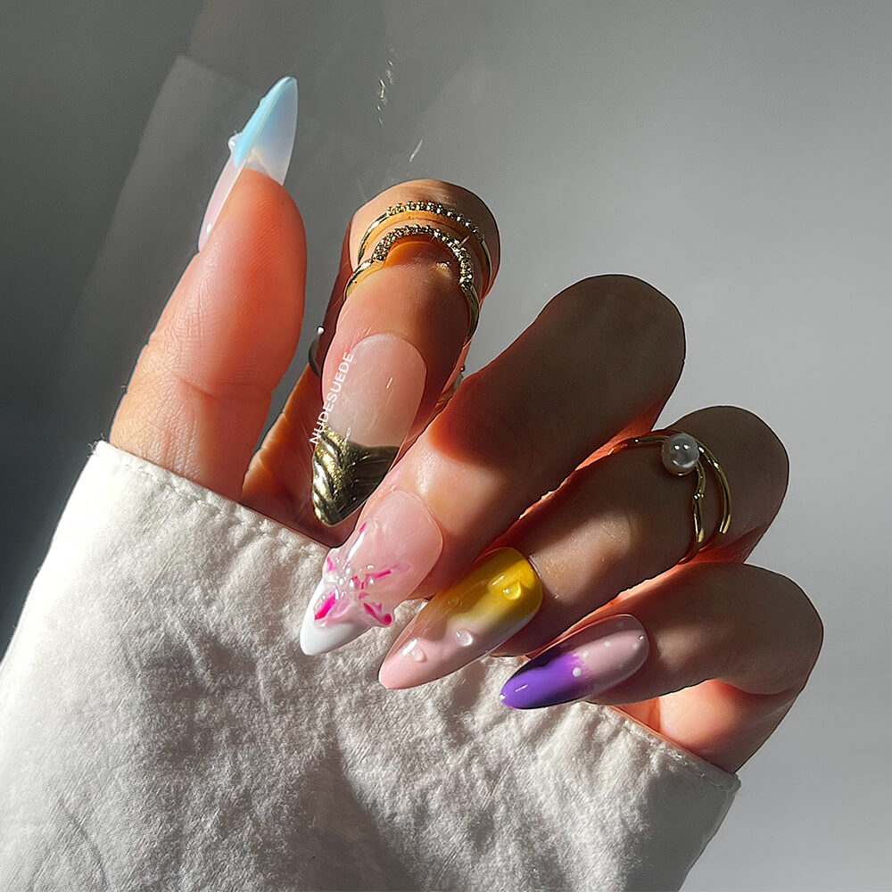 Ombre Blossom Medium Almond Press On Manicure Nails