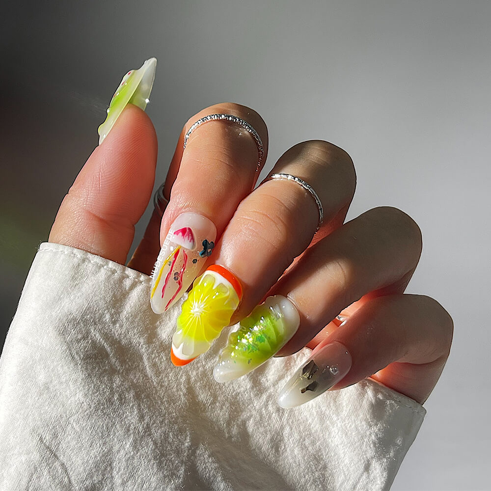 Jelly Fruits Medium Almond Press On Manicure Nails