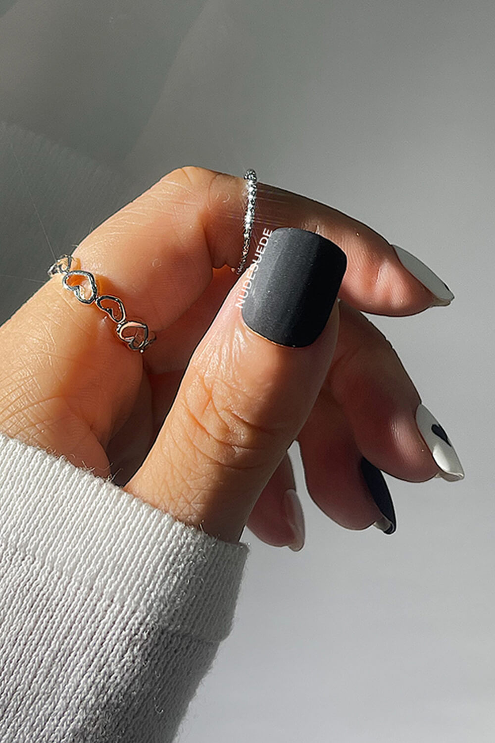 Black Heart Short Square Press On Manicure Nails