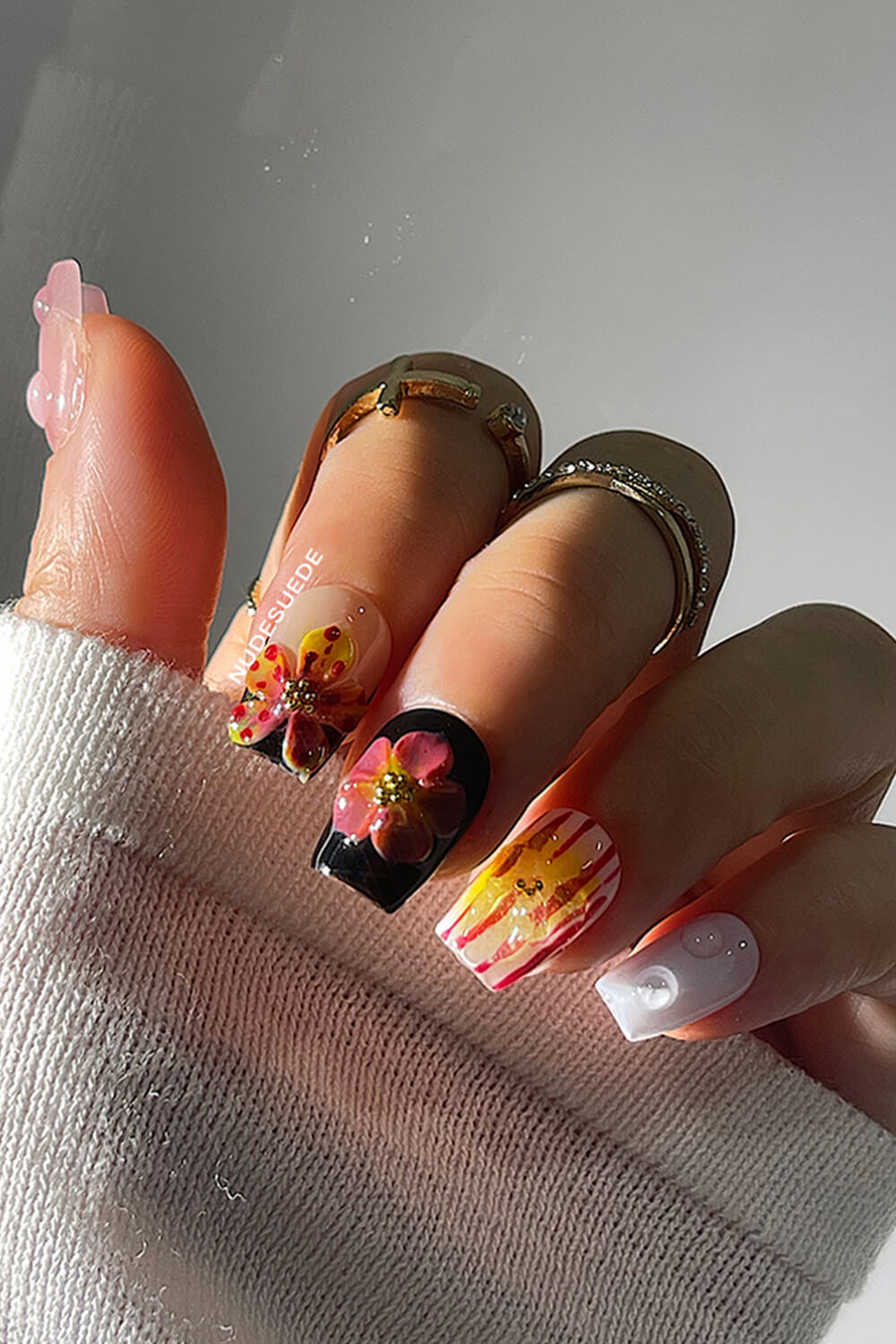 Summer Blossom Short Square Press On Manicure Nails