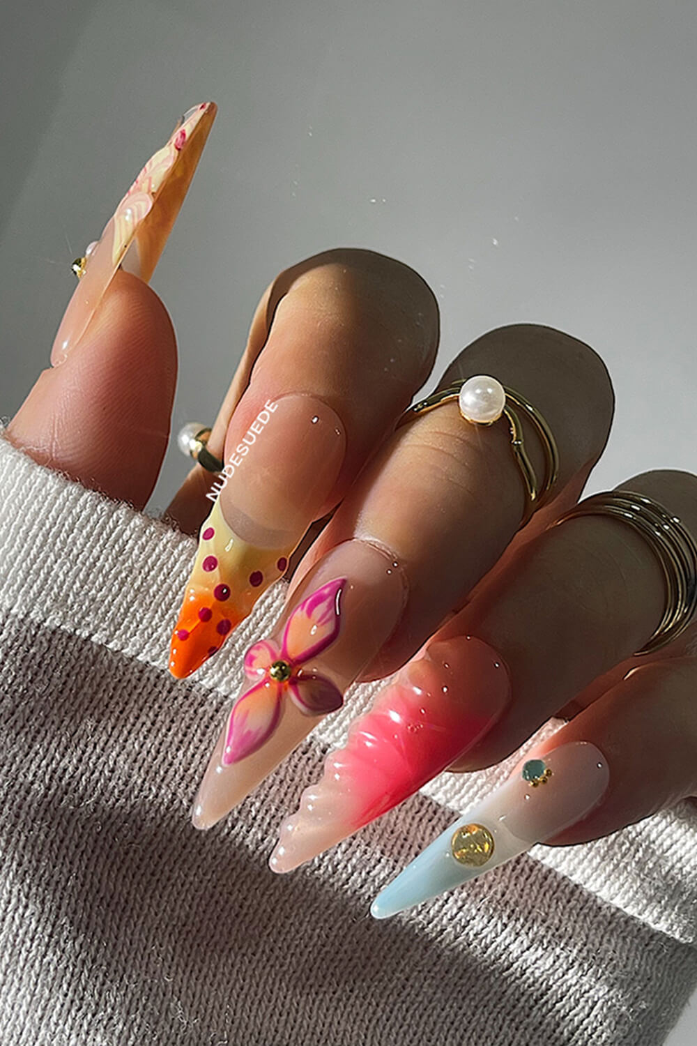 Tropical Rainforest Long Stiletto Press On Manicure Nails