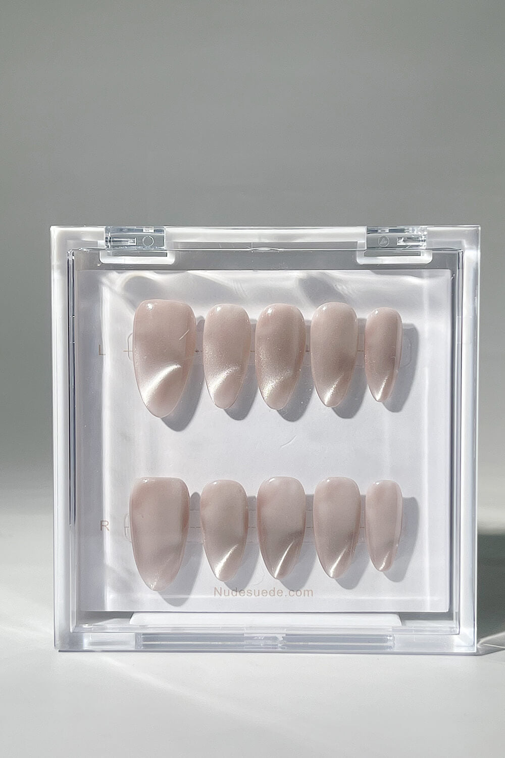 Sparkly Neutral Medium Almond Press On Nails