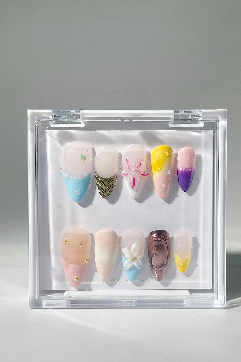 Ombre Blossom Medium Almond Press On Manicure Nails