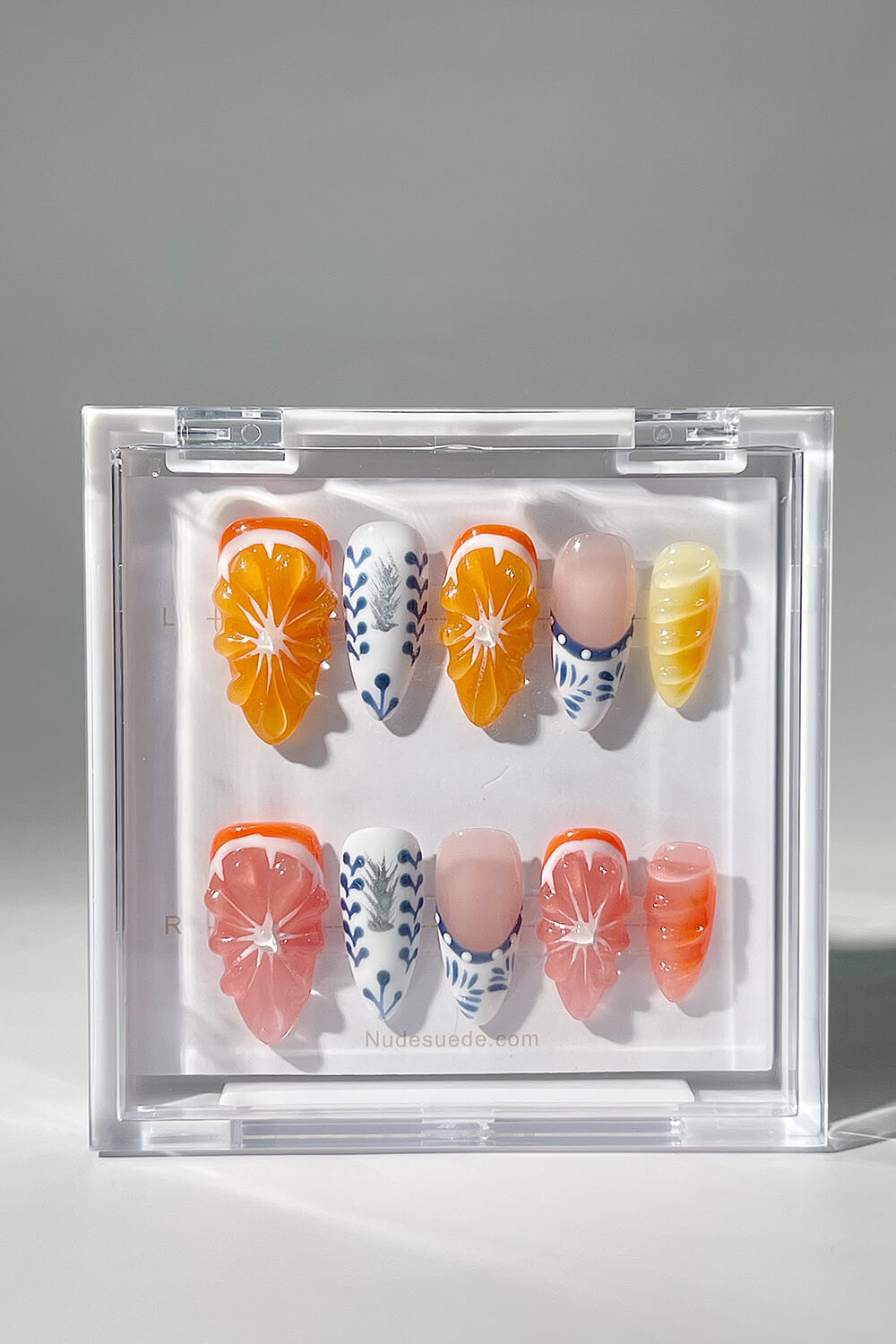 Grapefruit Medium Almond Press On Nails