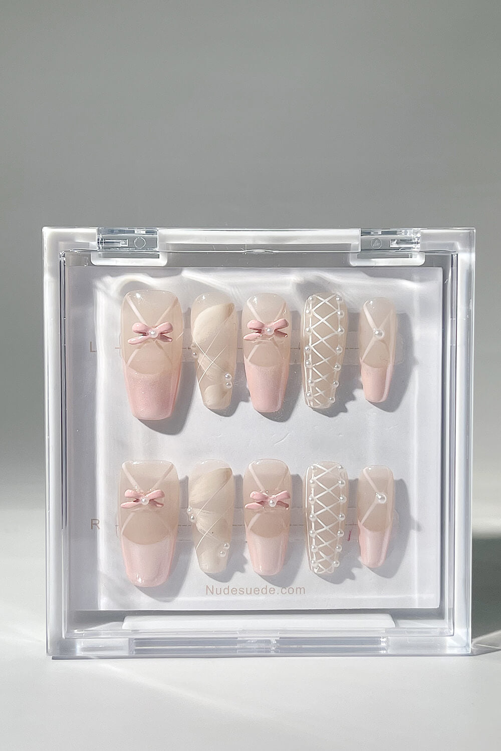 Ballet Medium Coffin Press On Manicure Nails With Rhinestones