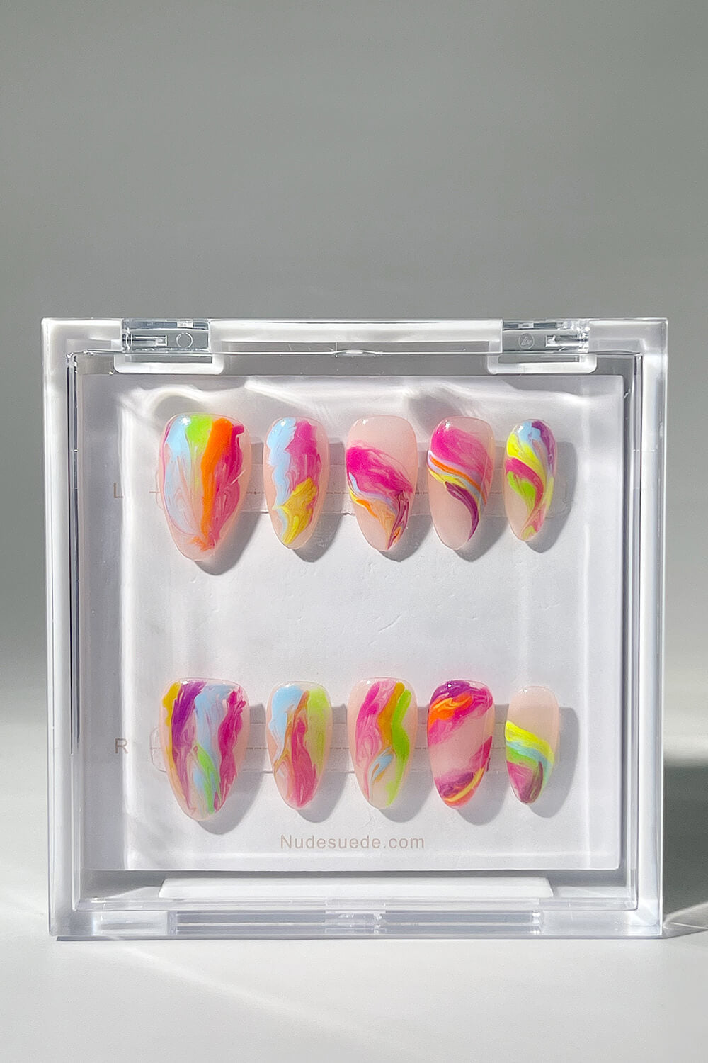 Colorful Painting Short Almond Press On Manicure Nails