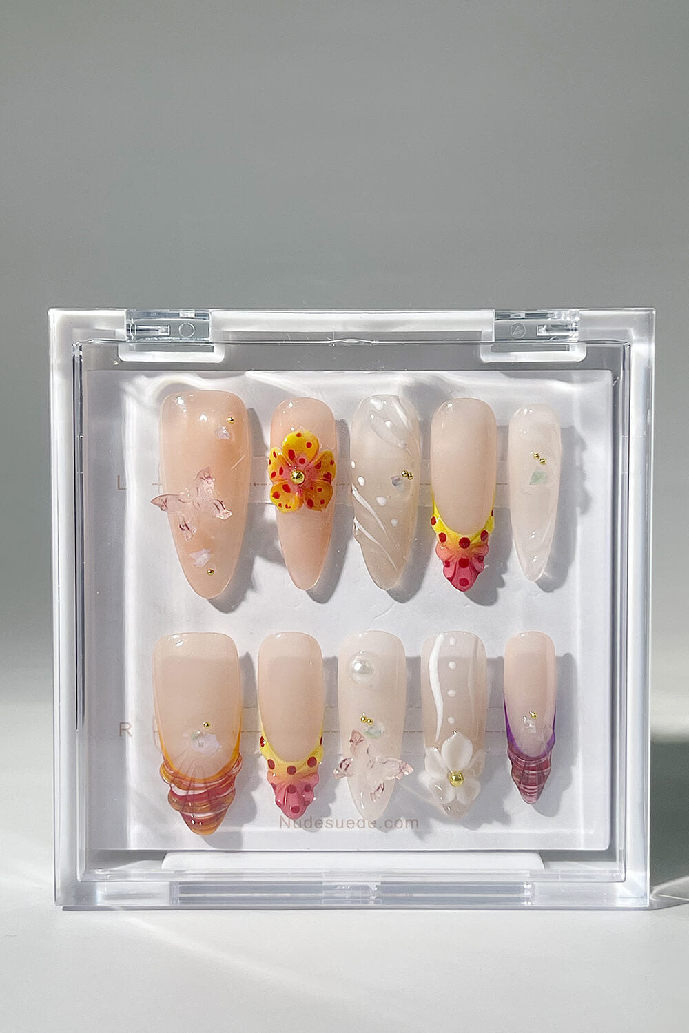 Tropical Floral Long Almond Press On Manicure Nails