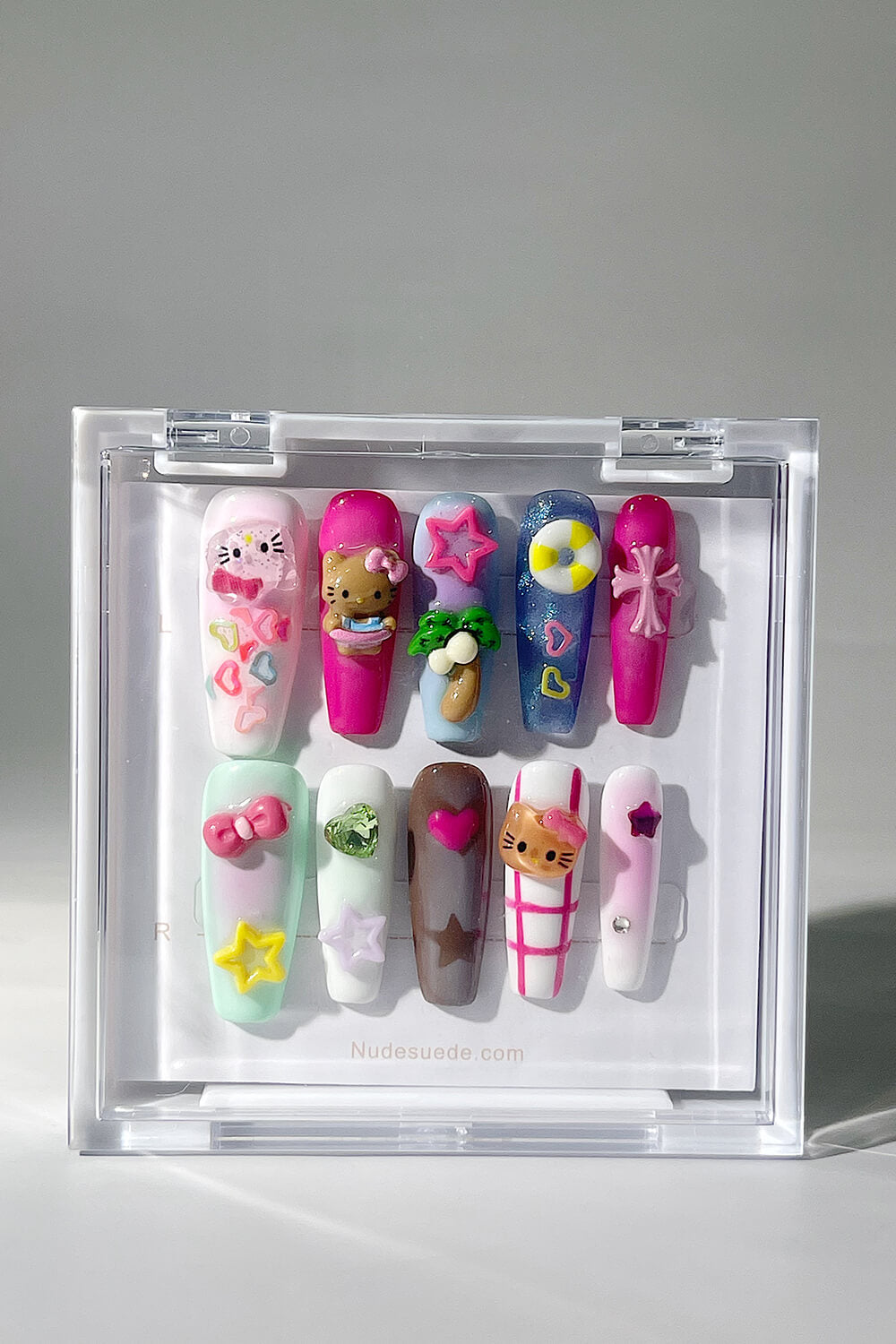 Hello Kitty Long Coffin Press On Manicure Nails