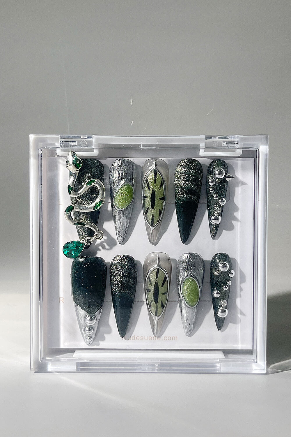 Slytherin Snake Long Stiletto Press On Nails
