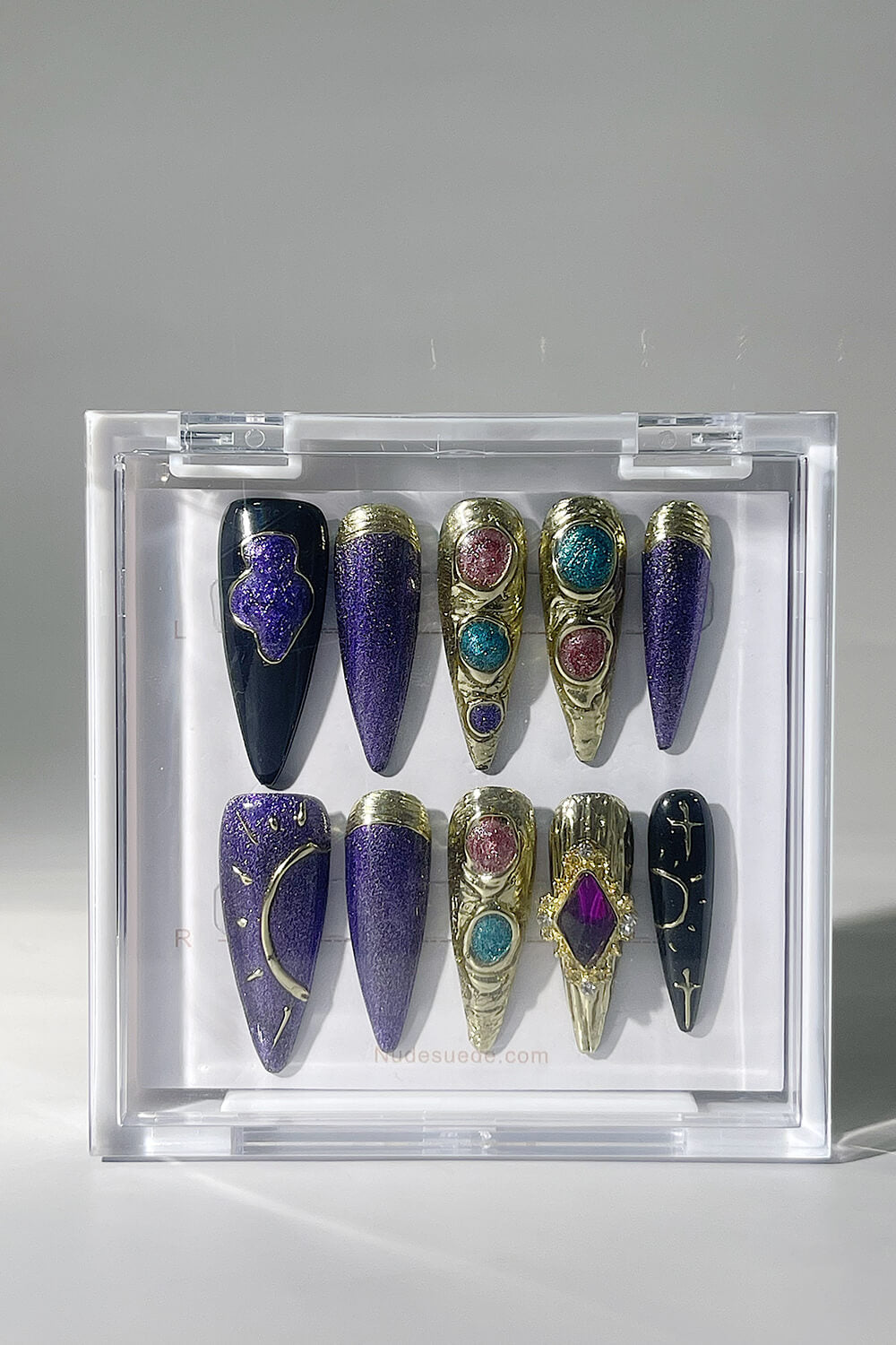 Purple Long Stiletto Press On Nails