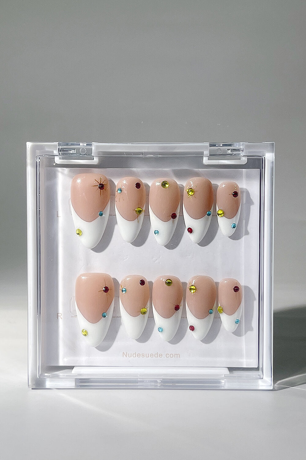Sun Medium Almond Press On Nails With Beads