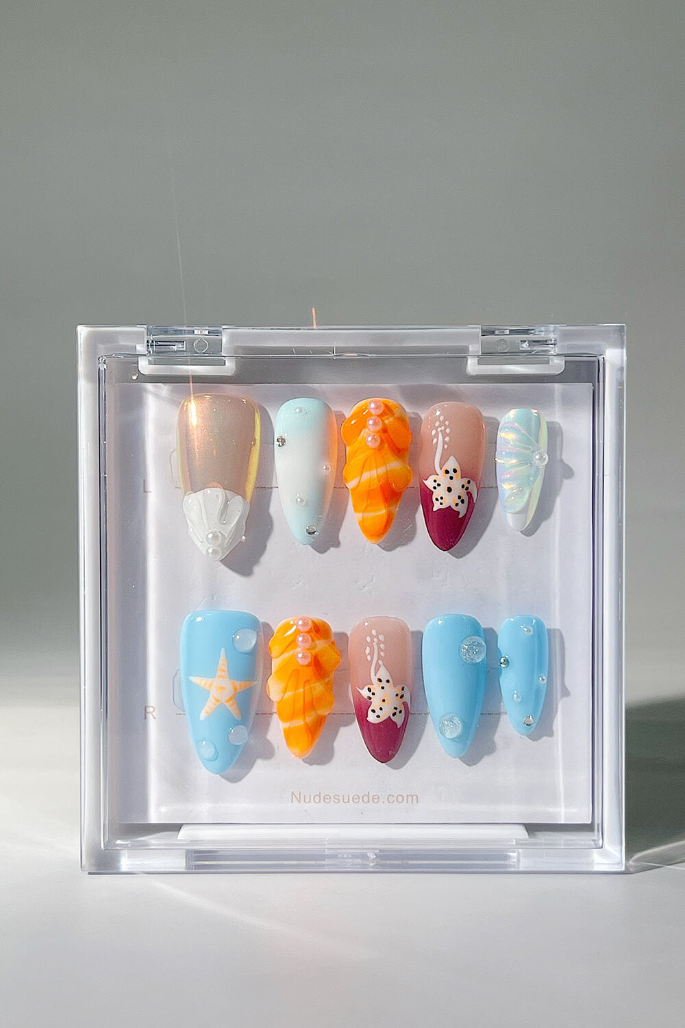 Seashell Starfish Medium Almond Press On Nails