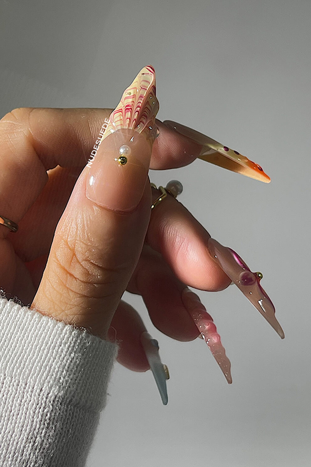 Tropical Rainforest Long Stiletto Press On Manicure Nails