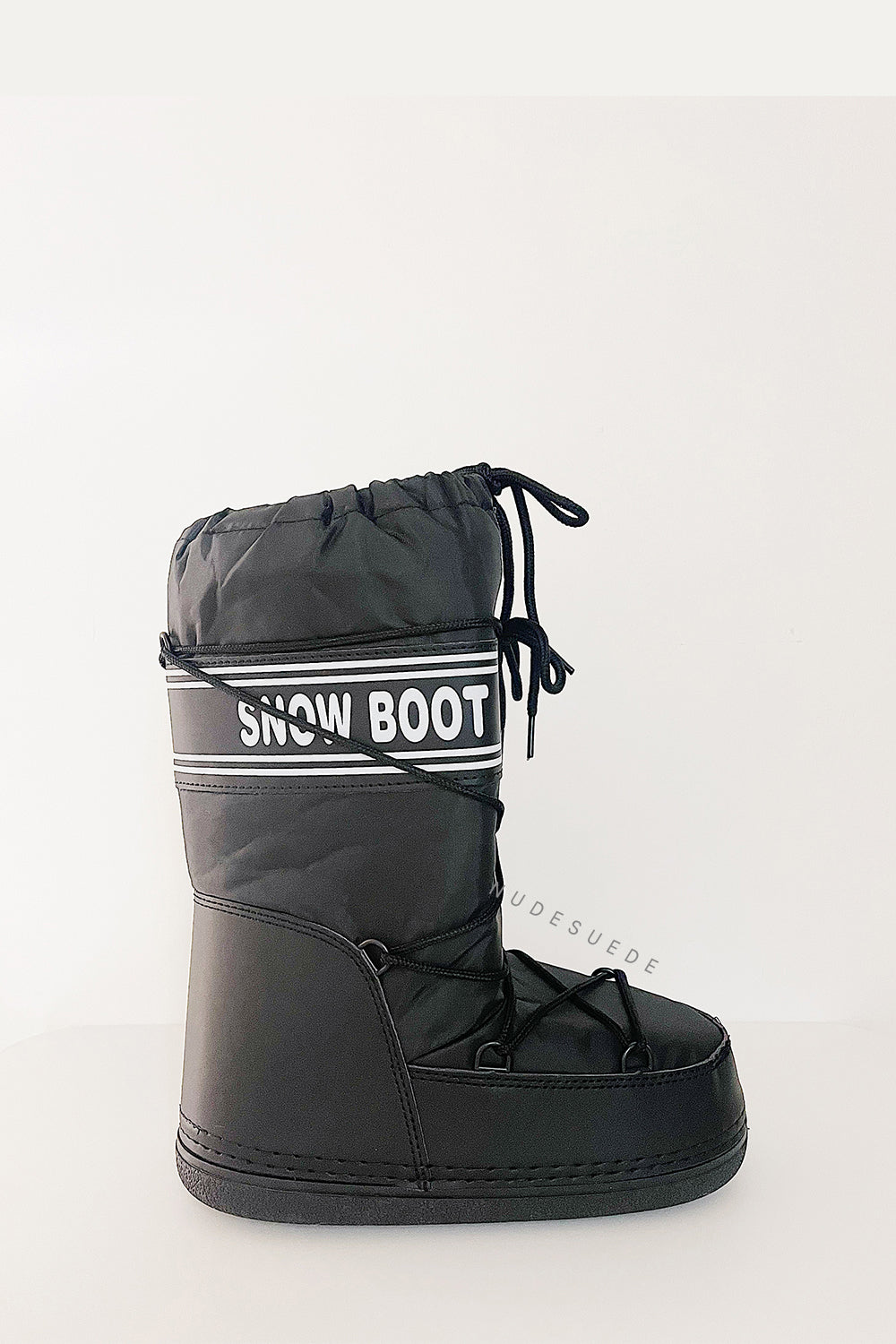 Pvc Padded Lace Up Mid-Calf Snow Boots