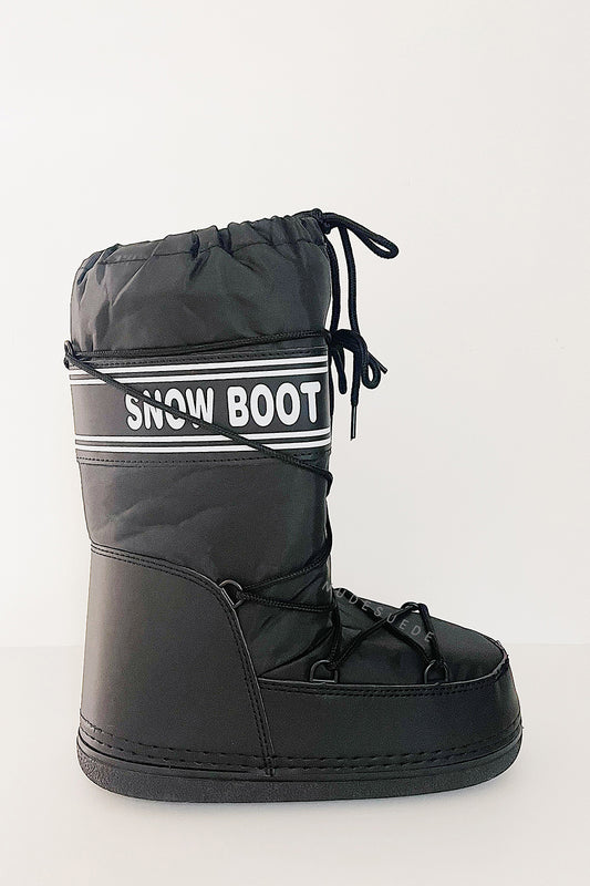Pvc Padded Lace Up Mid-Calf Snow Boots