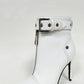 Faux Leather Buckled Eyelet Front Zip Ankle Boots - White