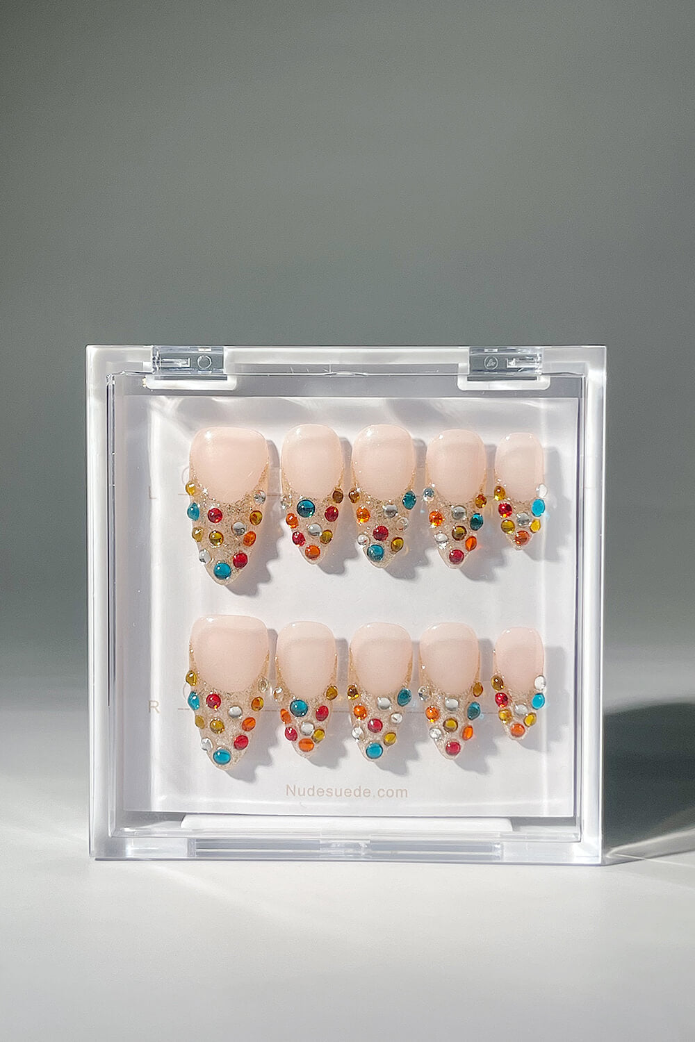 Rhinestone-Embellished Medium Almond Press On Manicure Nails