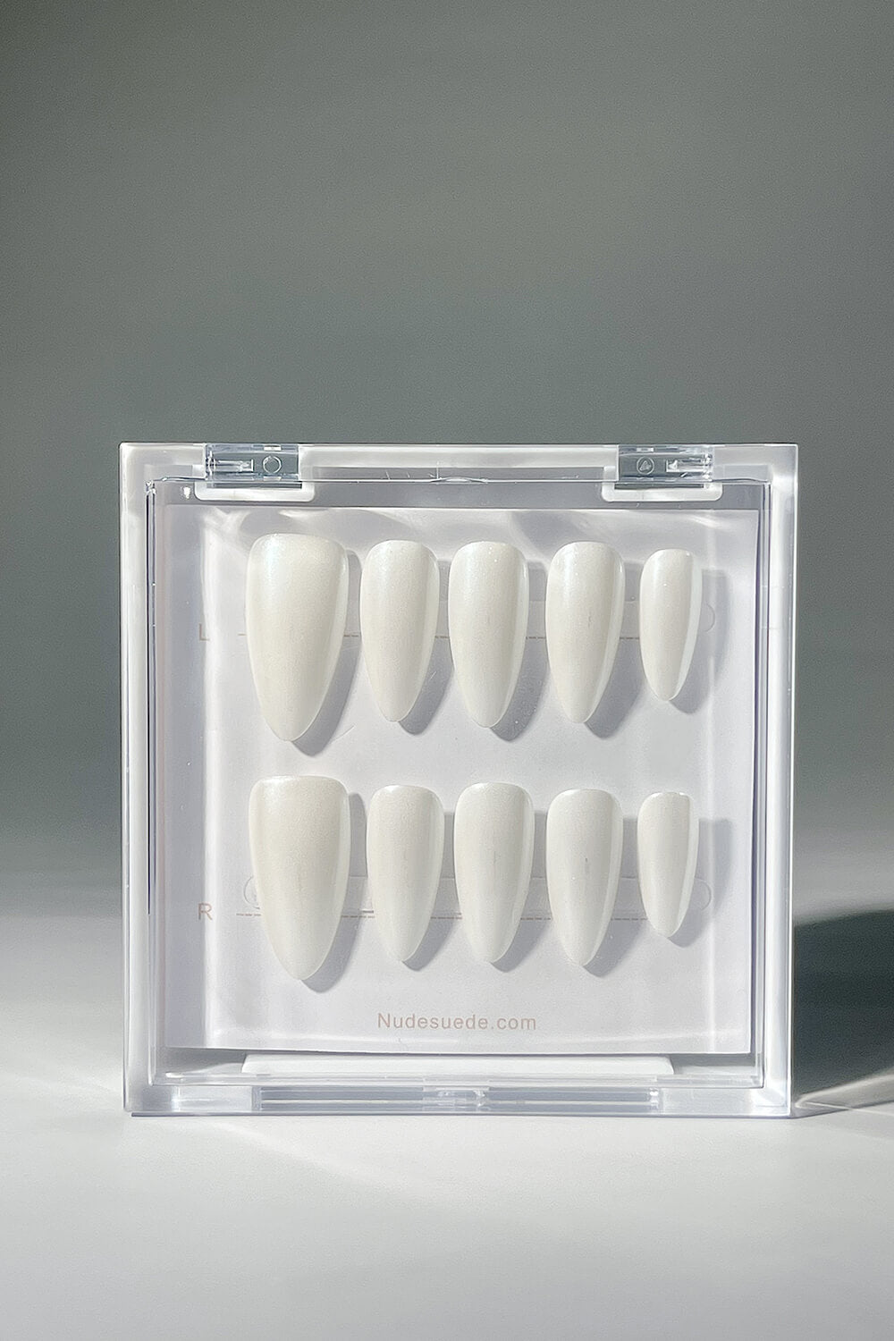 Solid White Medium Almond Press On Fake Nails
