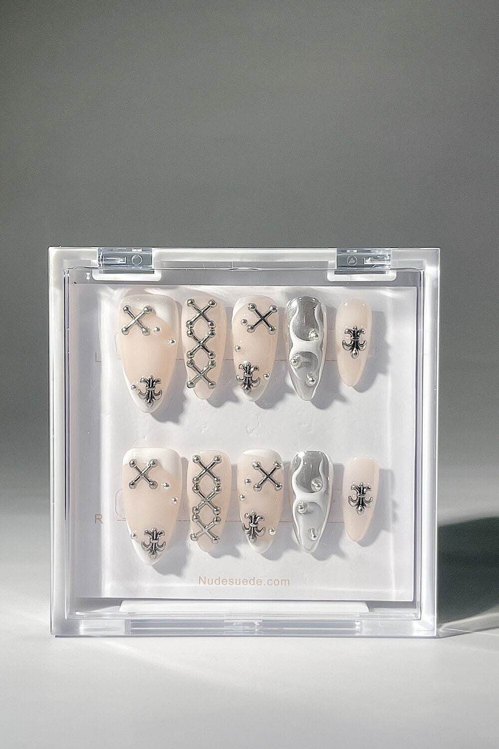 Chrome Medium Almond Press On Fake Nails