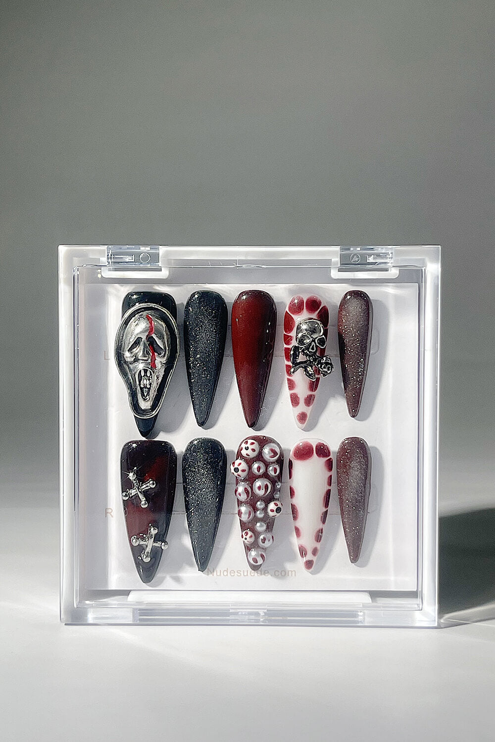 Skeleton Long Almond Press On Manicure Nails