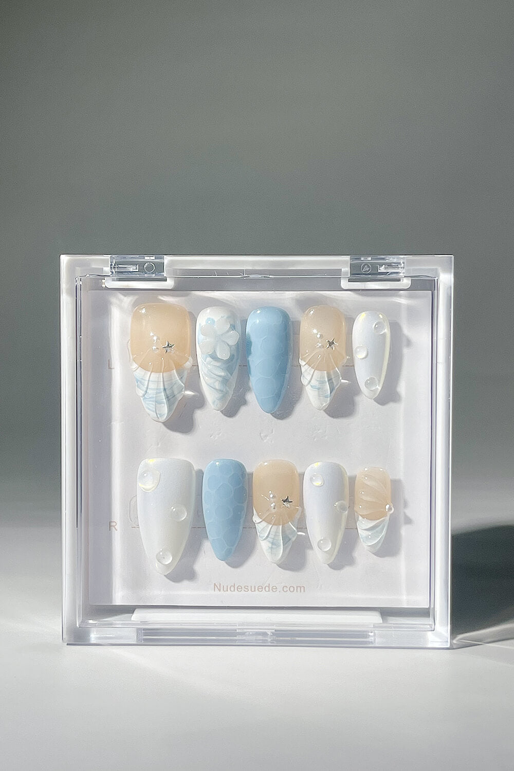 Blue Ocean Medium Almond Press On Fake Nails