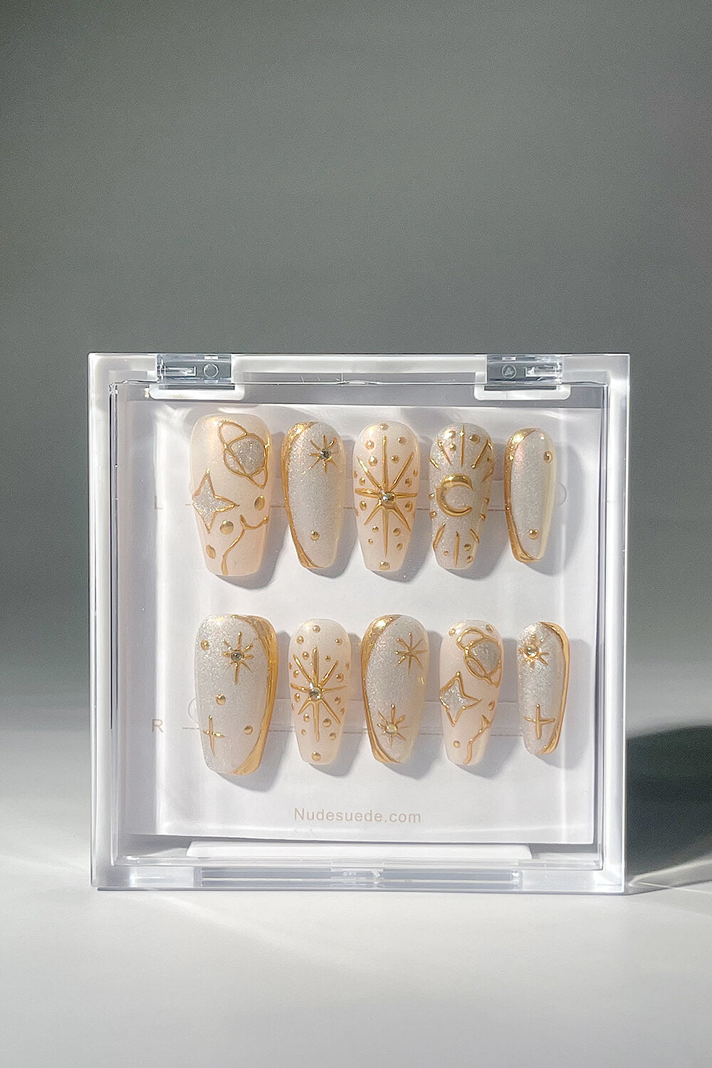 Star-Moon-Sun Medium Coffin Press On Fake Nails