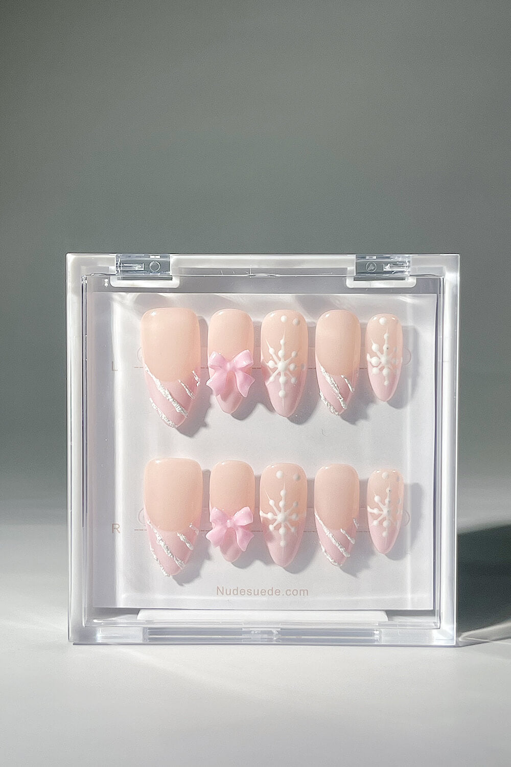 Snowflake Medium Almond Press On Manicure Nails